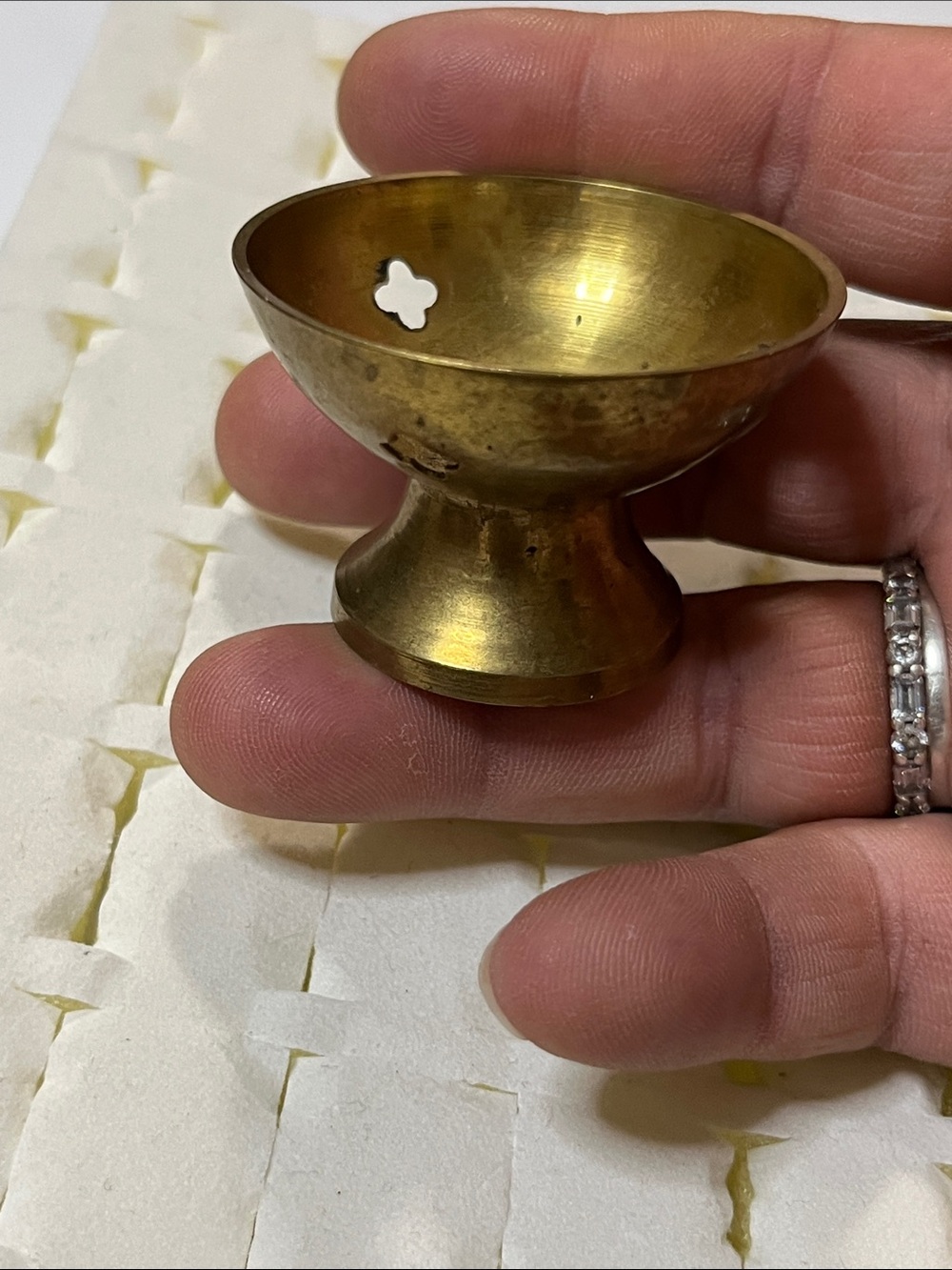 Decorative Brass Pedestal Bowl - Gold Accent